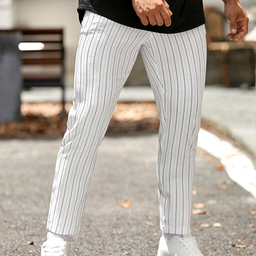 Men's pin stripe pants white size small